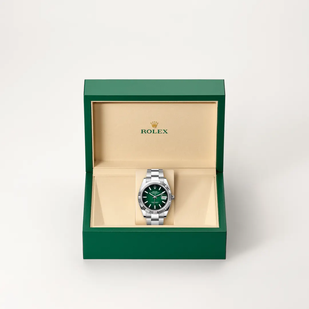 Rolex Datejust in Rolesor blanco —combinación de acero Oystersteel y oro blanco, M126334-0033 Vendemmia Joyero