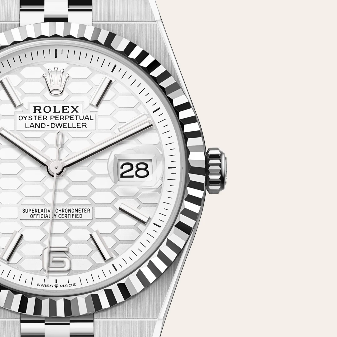 Rolex Land-Dweller in Rolesor blanco —combinación de acero Oystersteel y oro blanco, M127334-0001 Vendemmia Joyero